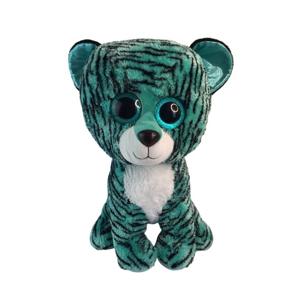 Ty Beanie Boos Tess Teal Tiger Plush Jumbo 17" Justice Exclusive Stuffed Toy - Picture 1 of 8
